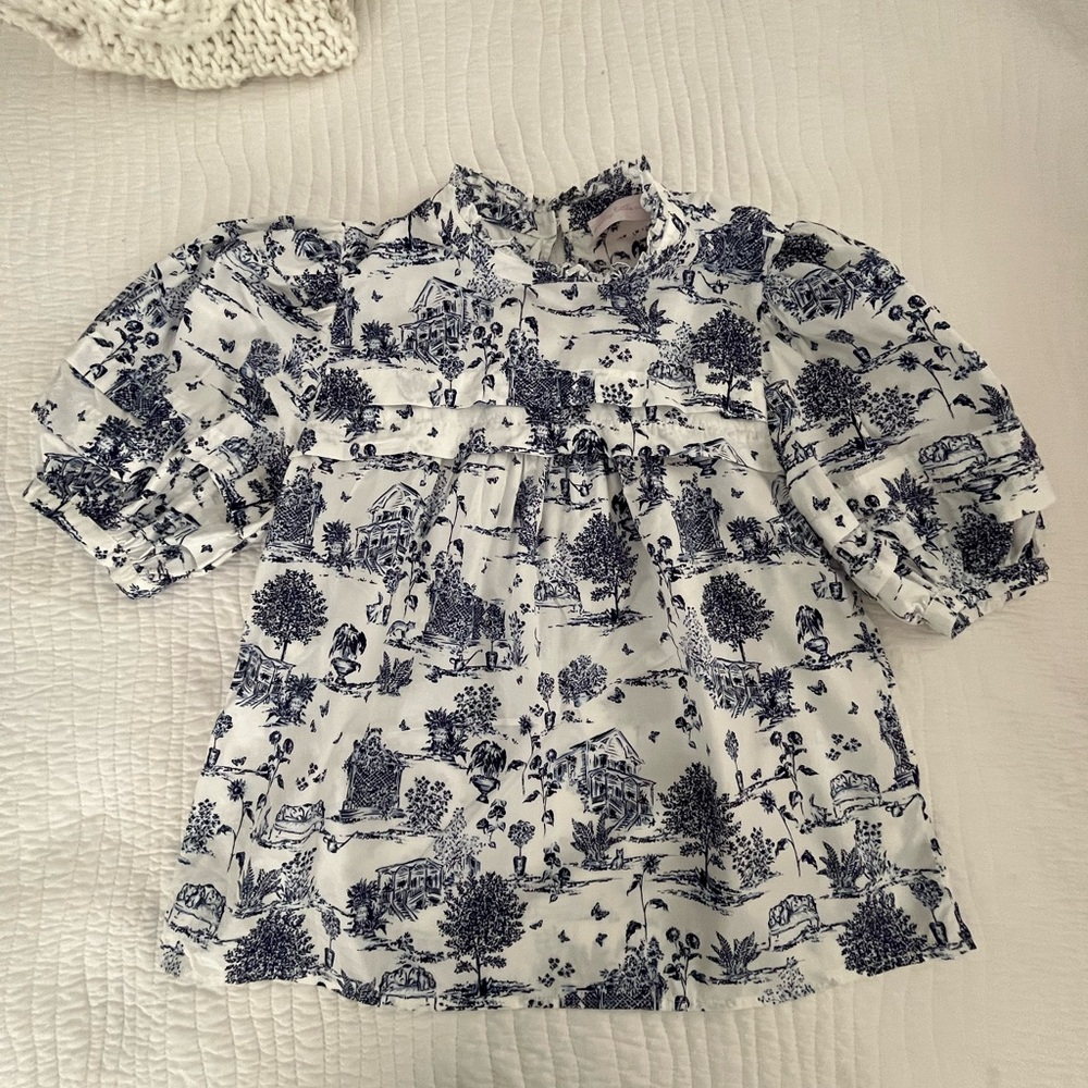 Blue and White Toile Shirt